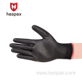 Hespax En388 Nylon Black PU Palm Safety Gloves